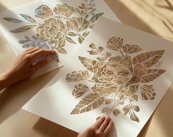 Rose Flower Art Print: Vintage Map Papercut Giclee Wall Decor