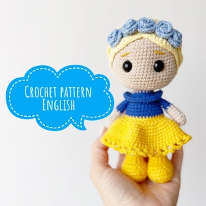 Ukrainian doll crochet pattern, funko pop amigurumi, English language