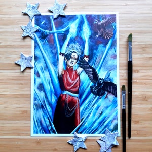 Monokate Ice Queen Fantasy Watercolor Painting A4-A6 Prints and Postcards - by Nikita
