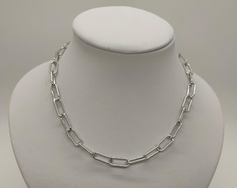 7.2mm Paperclip Chain, Rectangle Link Choker, Large Link Necklace, Layering Necklace, Thick Chain,Paperclip Choker, Stainless, Steel Minimal