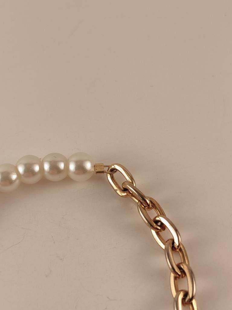 Half Chain Half Pearl Bracelet Chain Bracelet Gift for Her Etsy