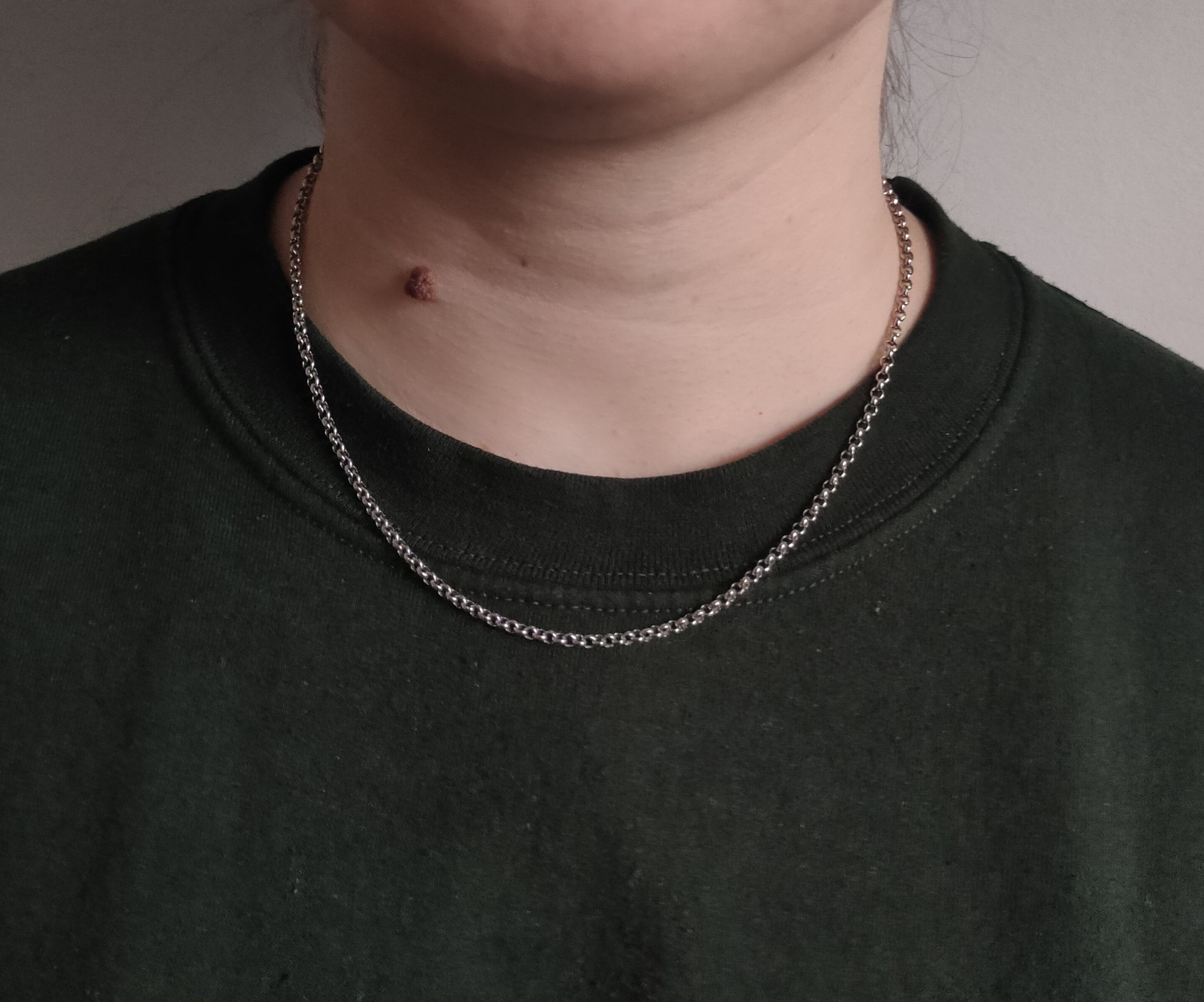 3mm Rolo Chain Silver Necklace Belcher Chain Stainless Steel