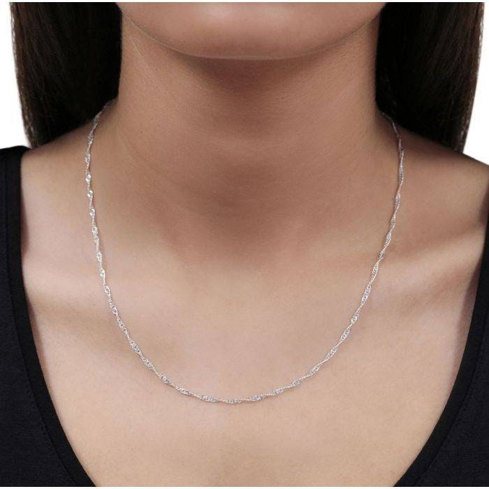 Singapore Wave Sterling Silver Necklace Chain Length 16" 18" 20" Inch 2mm Thick 