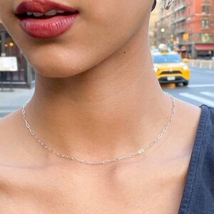 2.5mm Paperclip Chain Silver Choker 
