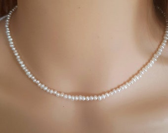 3mm Pearl Choker Soft White Pearls Tiny 
