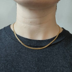 2-3mm Gold Choker, Flat Curb Chain, Thin Chain, Dainty, Gift for Her, 3mm Chain, Gold Plated Chain, Thin Gold Chain, Chain, Gold Chain, Gift