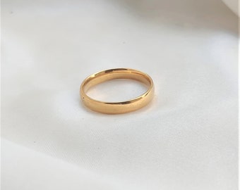 Anillo de oro de 18 k, anillos de banda lisos, 4 mm, 8 mm de ancho, anillo de declaración, anillo de pila, anillo de banda de oro, anillo de oro de regalo de joyería, banda de boda