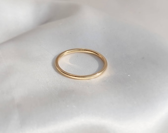 Anillo de oro de 18 k, anillos de banda lisos, 1,5 mm a 2 mm de ancho, anillo de declaración, anillo de pila, anillo de banda de oro, anillo de oro de regalo de joyería, Navidad, delgado