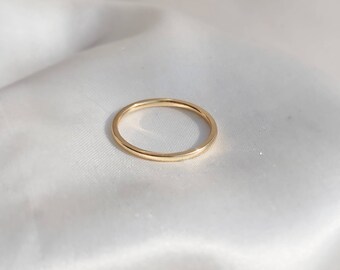 Anillo de oro de 18 k, anillos de banda lisos, 1,5 mm a 2 mm de ancho, anillo de declaración, anillo de pila, anillo de banda de oro, anillo de oro de regalo de joyería, Navidad, delgado