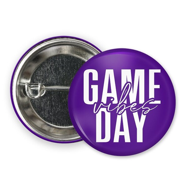 Game Day Vibes PinBack Buttons Gameday Pins Choose Your Colors 2.25"