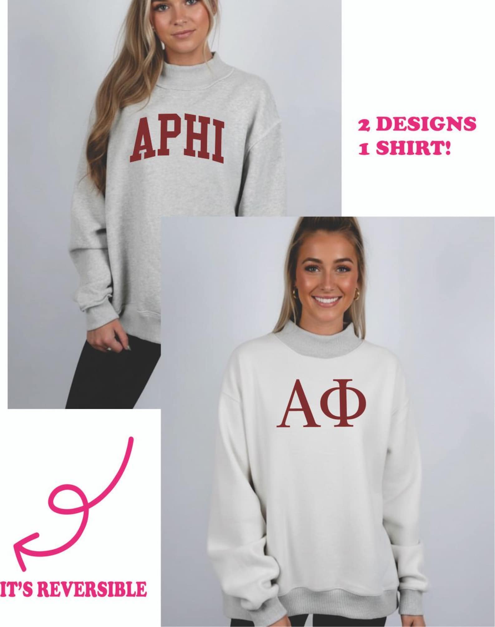 Alpha Phi Reversible Varsity Mockneck Sweatshirt