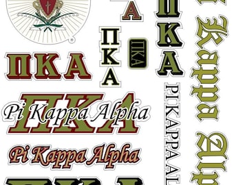 Pi Kappa Alpha Multi Greek Decal Sticker Sheet