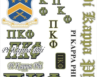 Pi Kappa Phi Multi Greek Decal Sticker Sheet