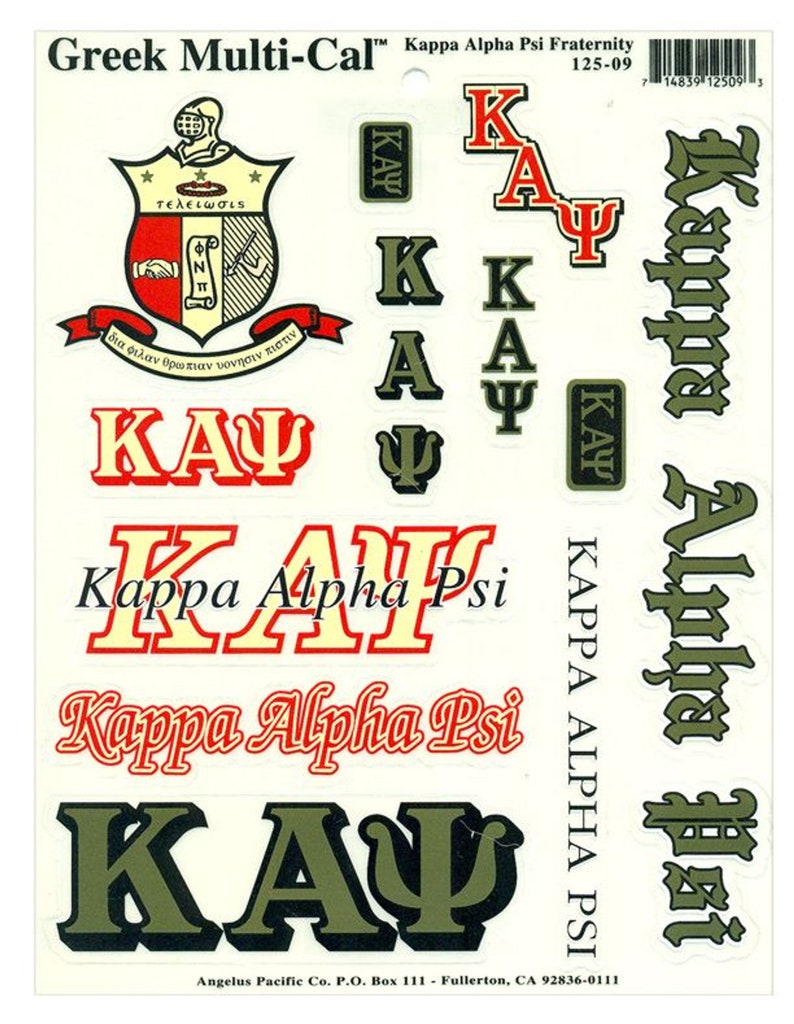 Kappa Alpha Psi Multi Greek Decal Sticker Sheet - Etsy