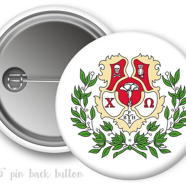 ChiO Chi Omega Crest Single or Bulk 2.25" Pinback Button