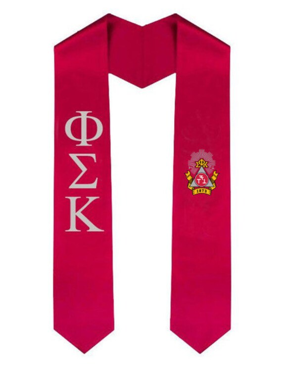 Phi Sigma Kappa Greek Lettered Graduation Sash Stole With Crest