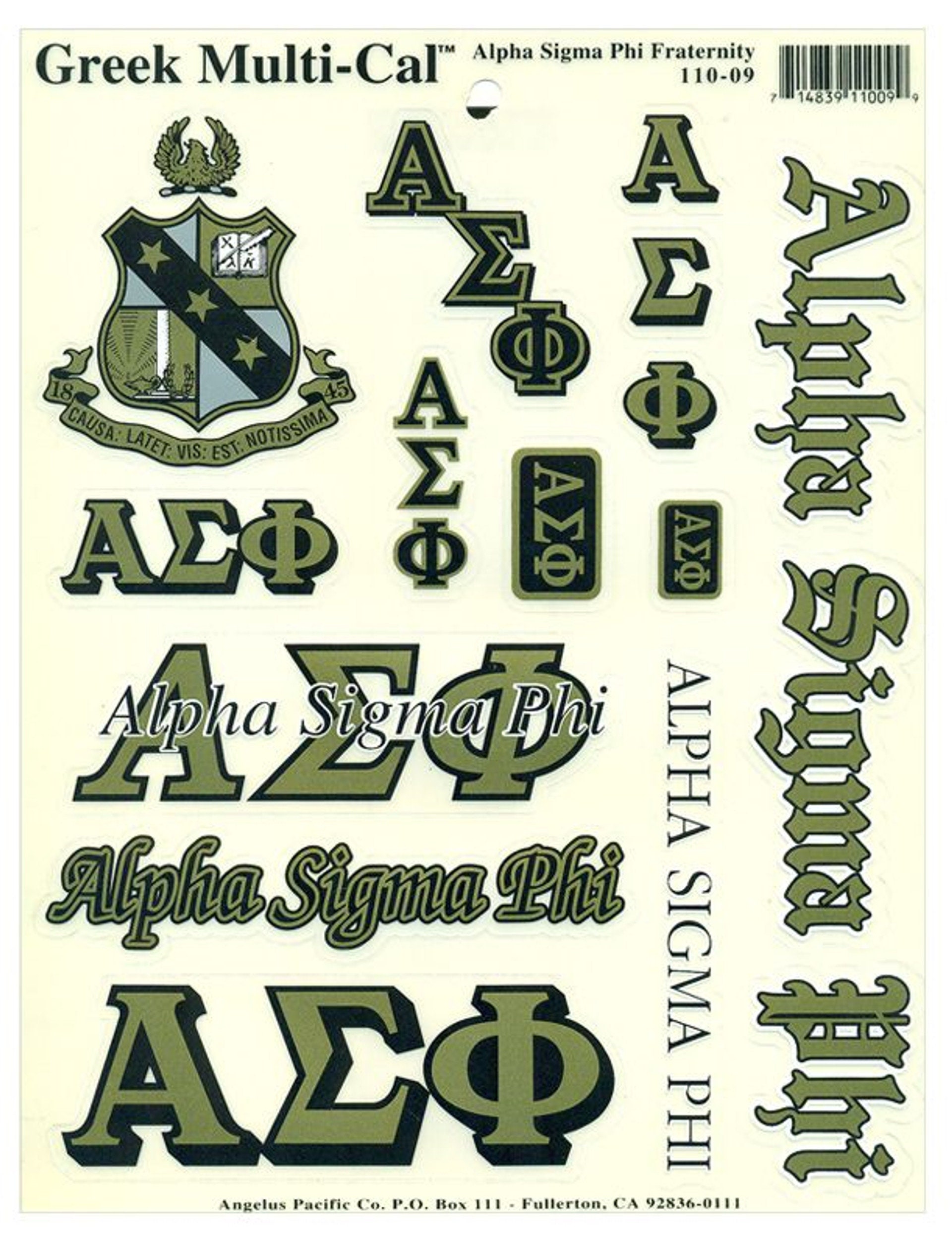 Alpha Sigma Phi Multi Greek Decal Sticker Sheet - Etsy