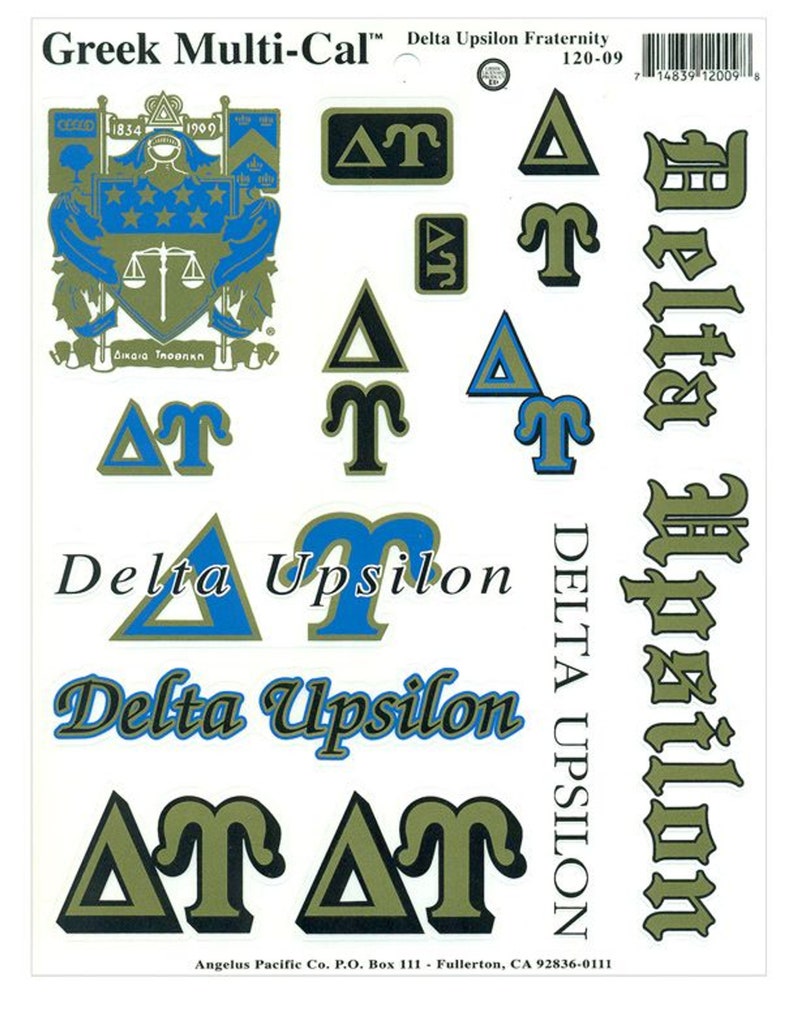 Delta Upsilon Multi Greek Decal Sticker Sheet Etsy