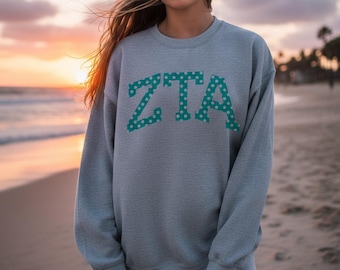 Zeta Tau Alpha Greek Polka Dots Crewneck Sweatshirt
