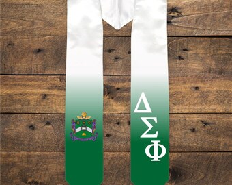 Delta Sigma Phi Diagonal Greek Lettered Graduation Sash Stole