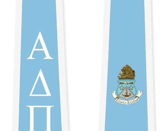 Alpha Delta Pi Greek 2 Tone Lettered Graduation Sash Stole