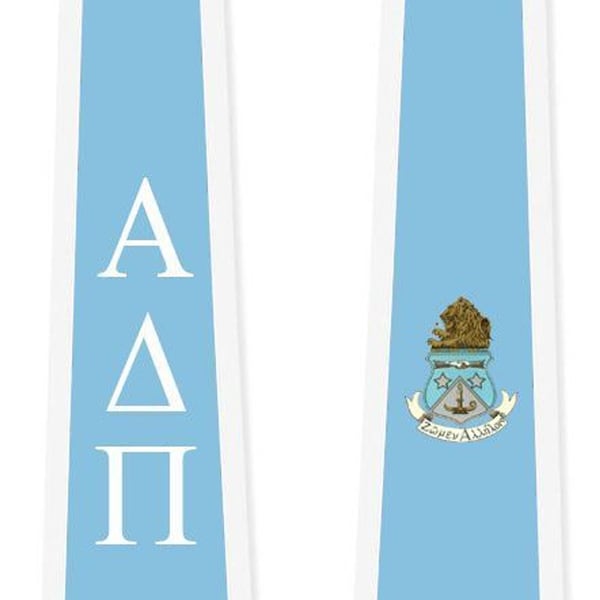 Alpha Delta Pi Greek 2 Tone Lettered Graduation Sash Stole