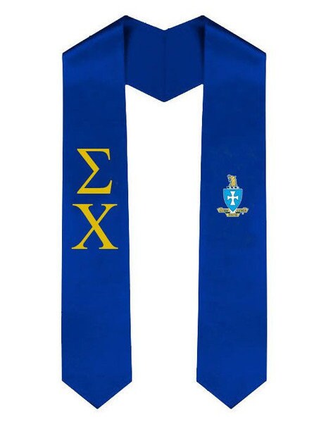 Sigma Chi Greek Lettered Graduation Sash Stole With Crest