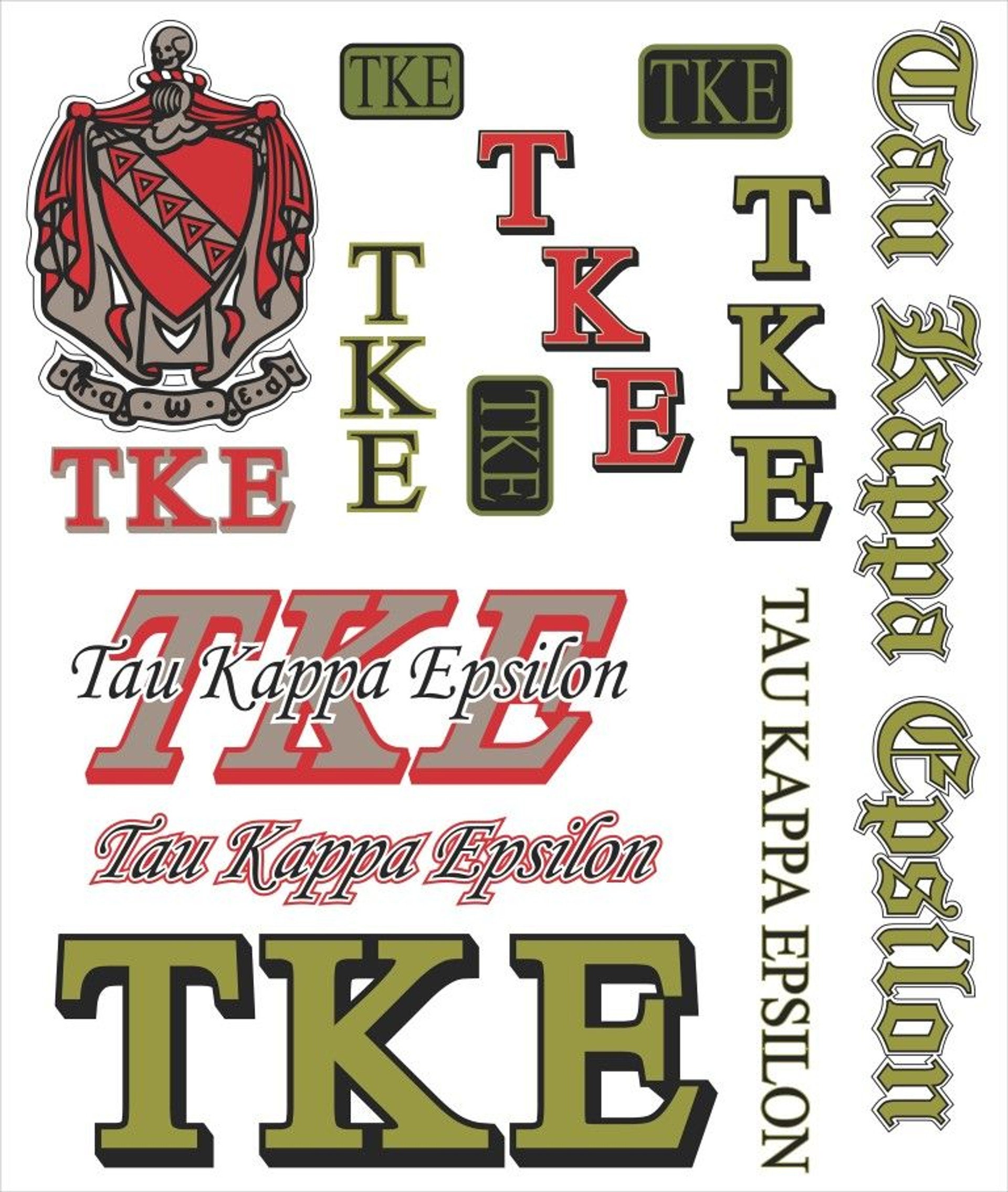 Tau Kappa Epsilon Multi Greek Decal Sticker Sheet
