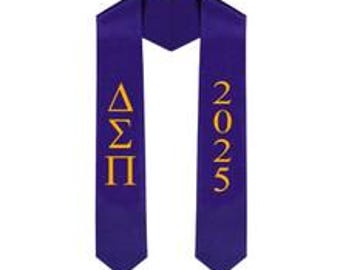 Delta Sigma Pi Lettered Graduation Sash Stole With Year
