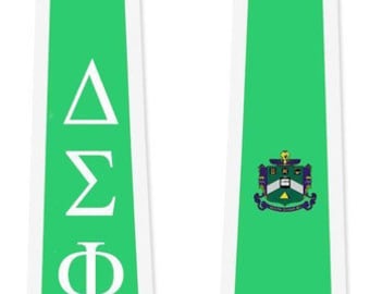Delta Sigma Phi Greek 2 Tone Lettered Graduation Sash Stole