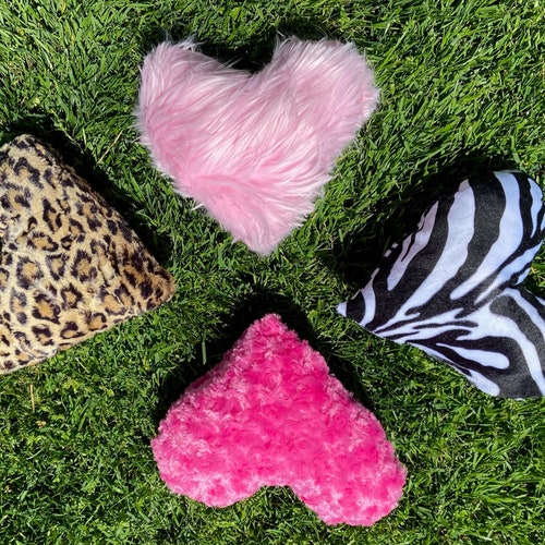 Fur Heart Pillows Etsy