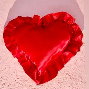 Satin heart pillows with frills