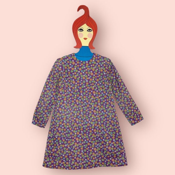 Flower Power Purple Dress 60s Mod Mini