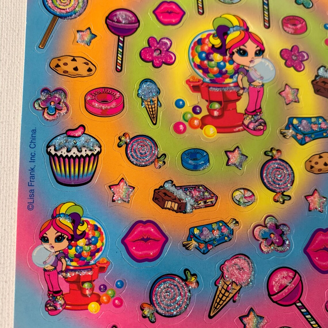 Lisa Frank Sticker Sheet Glitter Trim Candy Junk Food Etsy