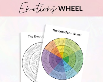 Emotions Wheel Digital Download | Feelings Wheel | Mental Health | Psychology