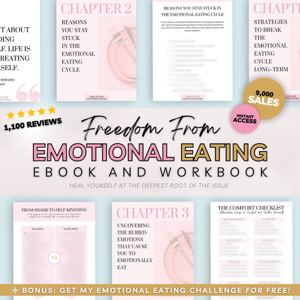 Freedom From Emotional Eating eBook, Binge Eating Recovery Workbook, Mindful Eating Journal, Digital Goodnotes Guided Journal Prompts