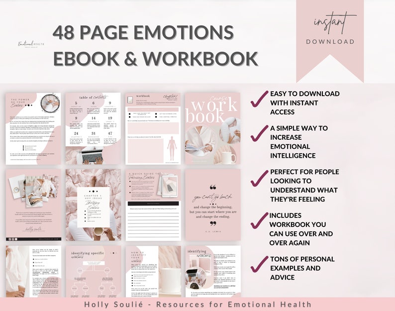 Discover how to identify, understand and process your emotions with the help of this 48-page Digital Workbook. Includes personal prompts, mindful activities, examples & advice for improving emotional intelligence and creating more emotional peace.