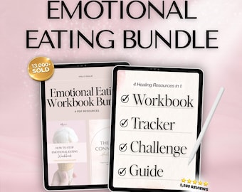 Emotional Eating Printable PDF Workbook Bundle with Tracker, Challenge and Comfort Guide