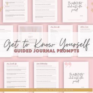 Get to Know Yourself Guided Journal Prompts, Digital Journal Goodnotes, Self Care Journal, Mental Health Journal, Therapy Journal