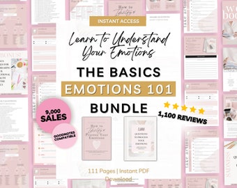 Emotions 101 Basics Digital Workbook Bundle, Emotional Regulation Workbook, Mental Health Journal Prompts, Emotional Intelligence Worksheet