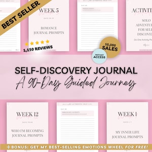 Self Discovery Journal: 90-Day Guided Workbook (Printable & Digital)