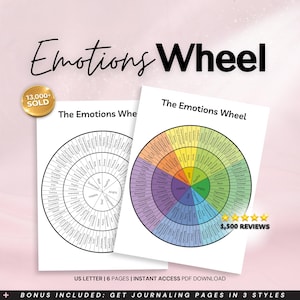 Rueda de las emociones imprimible: Herramienta de terapia para la salud mental (Descarga digital)