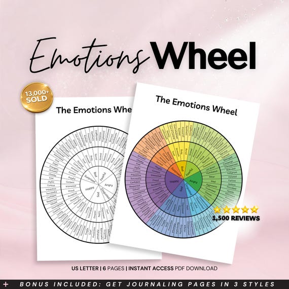 Emotions Wheel Printable: Mental Health Therapy Tool (Digital Download)