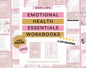 Emotional Health Essentials Digital Workbook Bundle, Emotional Regulation Workbook, Mental Health Journal Prompts, Goodnotes E-Book
