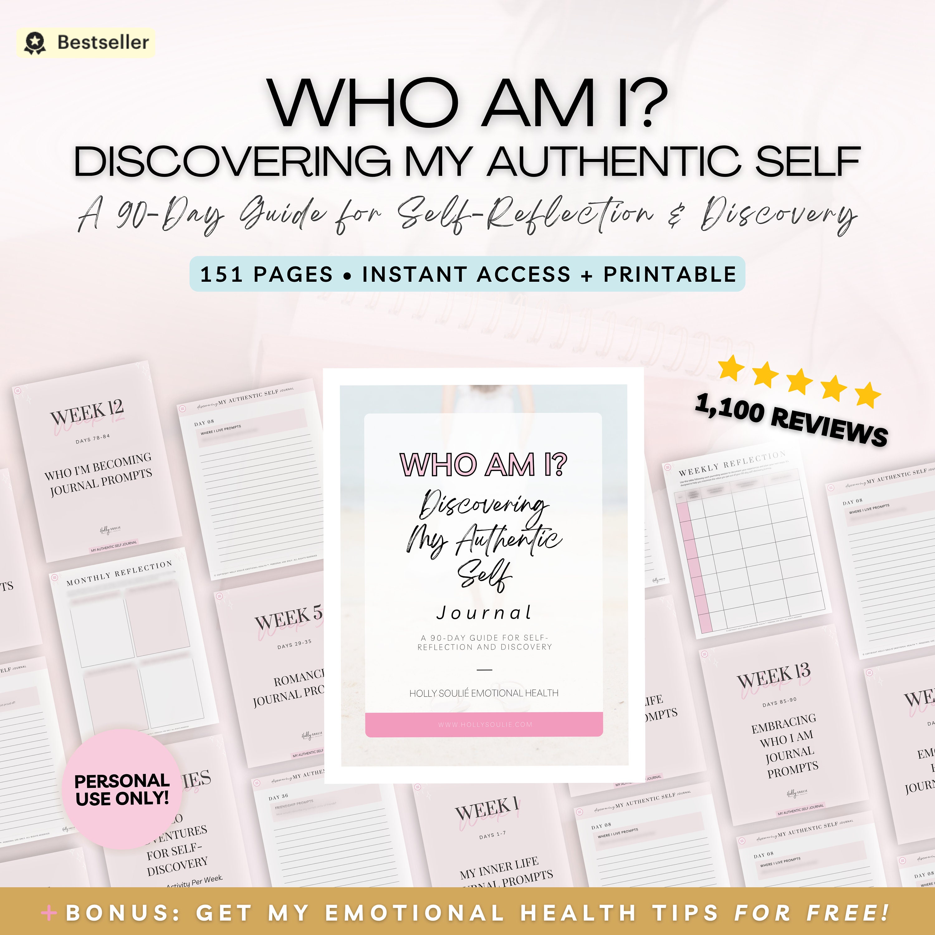 Find Yourself Journal Prompts Bundle, Self-discovery & Self-help