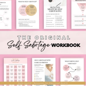 The Original Self Sabotage Digital Workbook, Mental Health Journal, Guided Digital Journal Prompt, Self Care Journal, Self Healing Worksheet