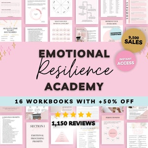 Emotional Resilience Academy Workbook Bundle, Mental Health Workbook, Guided Journal Prompts, Goodnotes Journal Prompts, Therapy Worksheets