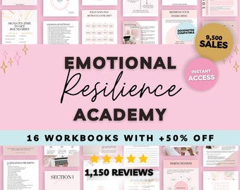 Emotional Resilience Academy Workbook Bundle, Mental Health Workbook, Guided Journal Prompts, Goodnotes Journal Prompts, Therapy Worksheets