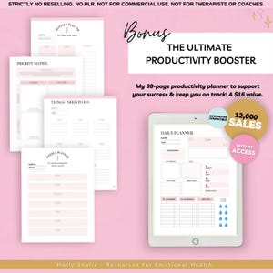 Overcome self-sabotage with this digital workbook. A guided journal packed with exercises, prompts, and worksheets to break negative patterns, build self-trust, and create lasting change. Designed by an Emotional Intelligence Coach, this 60-page PDF is perfect for personal growth, therapy support, and self-reflection. Works in Goodnotes, Notion, and as a printable. Instant download for self-awareness, emotional healing, and mindful goal-setting.