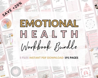Emotional Health Workbook Bundle | Positive Affirmation Cards | Mental Health Journal Prompts | Digital Psychology Ebook PDF Download